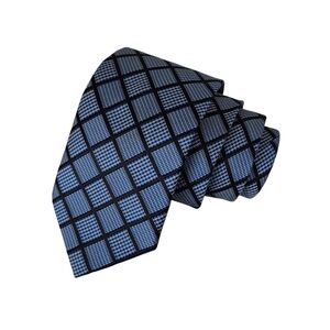 Pronto Uomo 100% Silk Tie Blue & Black Diamond Plaid Pattern